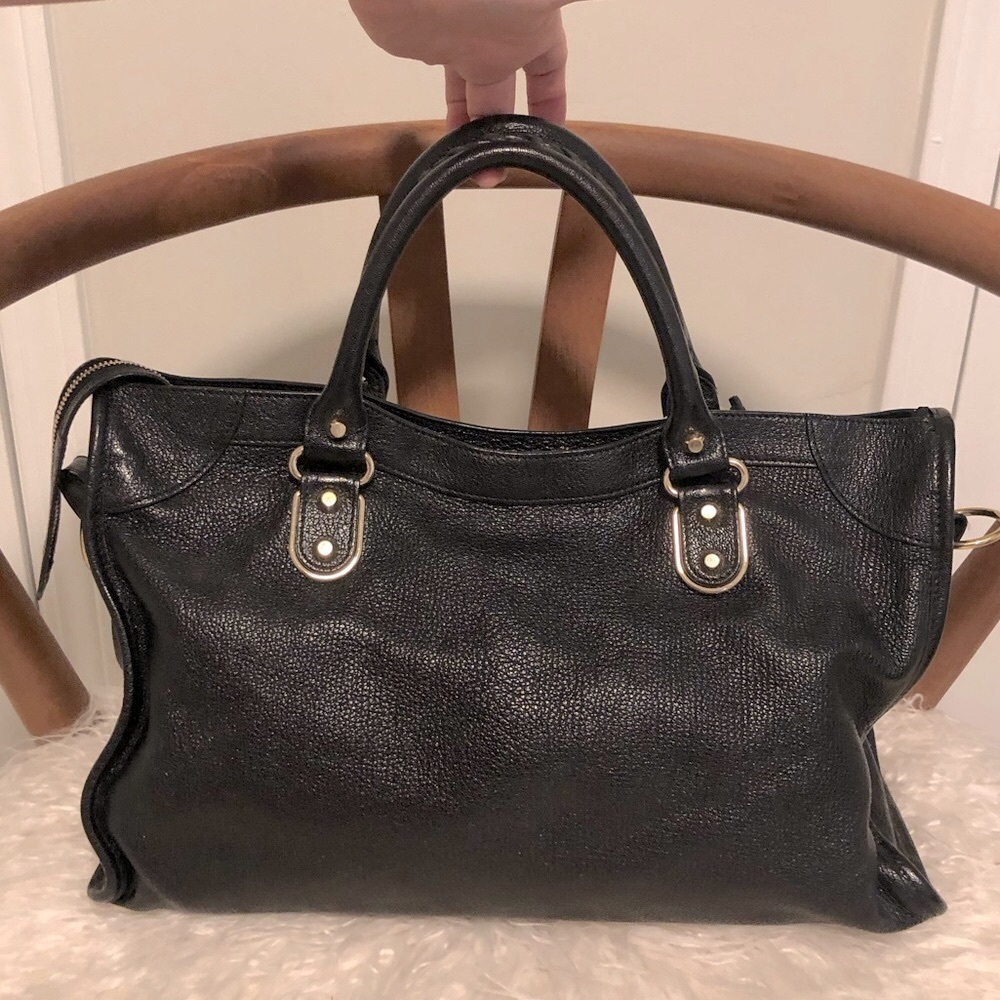 💥 BALENCIAGA City Metallic Edge Black Leather w/ Gold Hardware - Picture 5 of 16